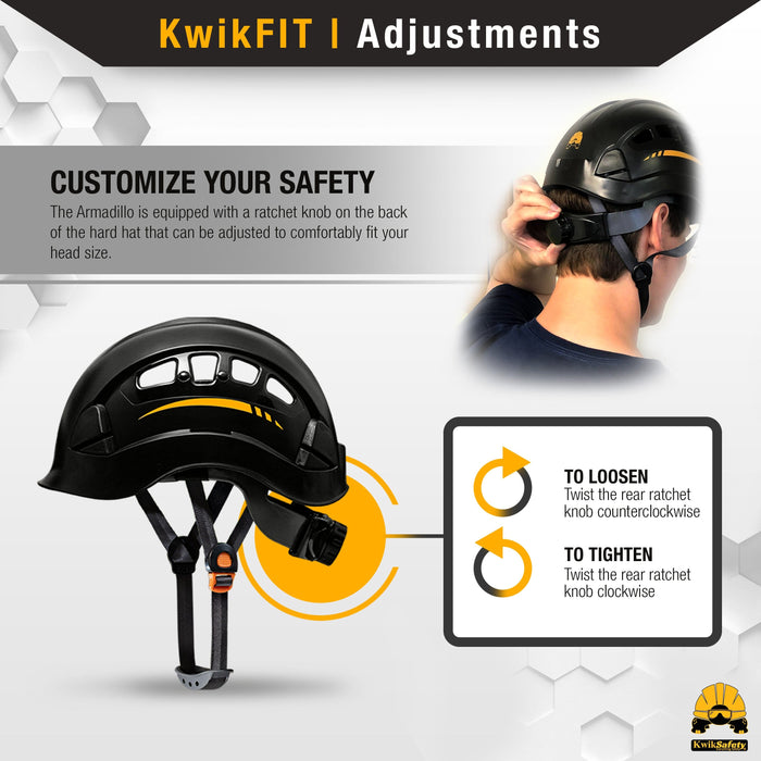 KwikSafety BLACK ARMADILLO Hard Hat (ADJUSTABLE COOLING VENTS) Type 1