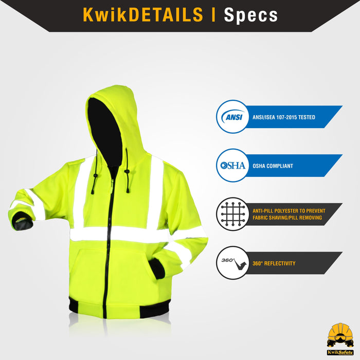 KwikSafety AVIATOR Drone Fleece Hoodie ANSI Class 3 Safety Jacket Anti-Pill - KwikSafety