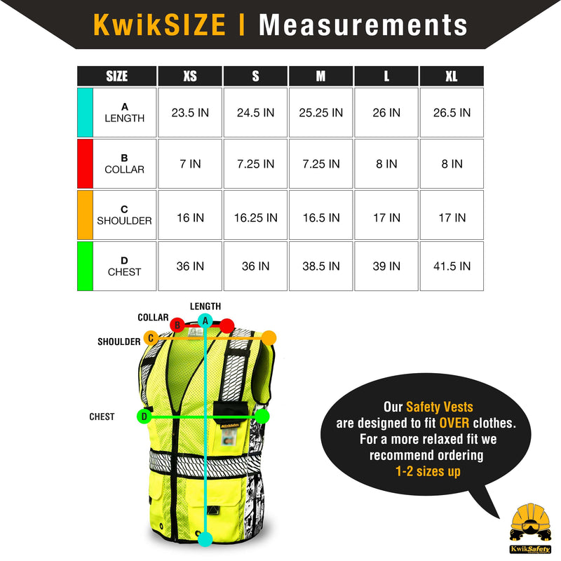 KwikSafety | Roadboss Premium Safety Vest | Size Chart