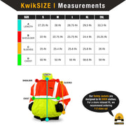 KwikSafety | Dispatcher Hi Vis Bomber Jacket | Size Chart
