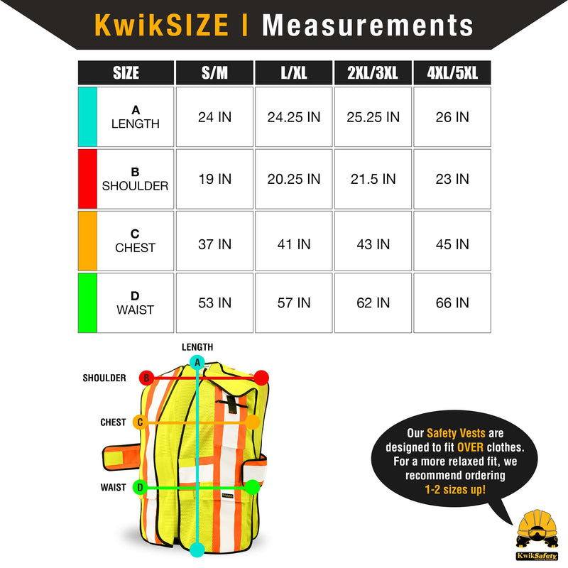 KwikSafety | First Responder Safety Vest | Size Chart