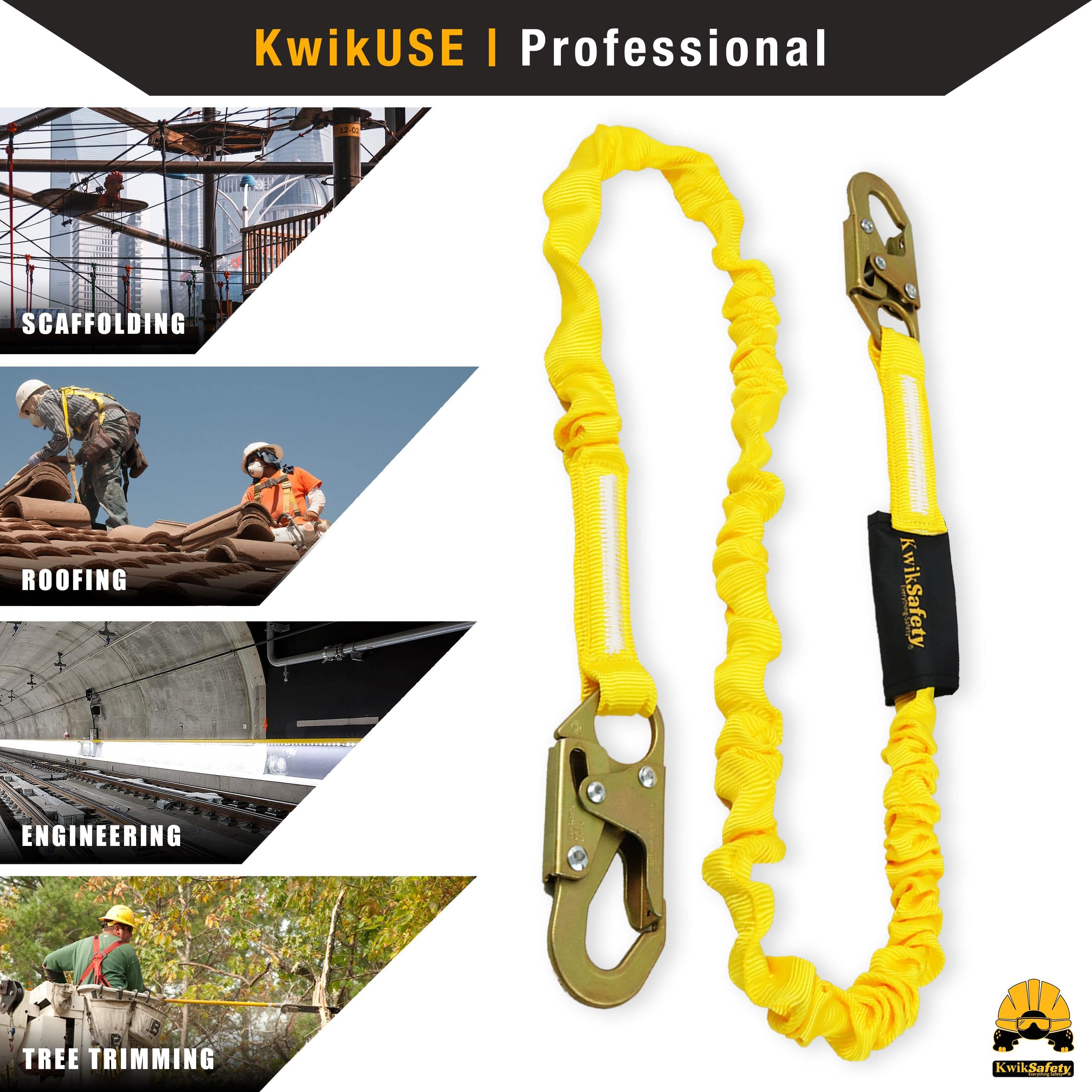Fall Protection Ranyard Types RATTLER 6' ANSI 1 Leg Fall Protection Shock Absorbing Safety Lanyard ...