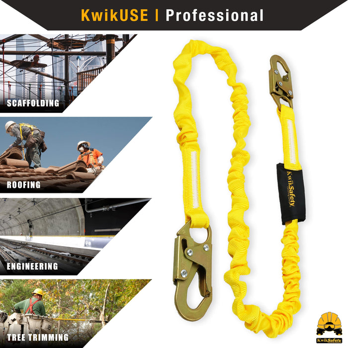 KwikSafety RATTLER 6' ANSI 1 Leg Fall Protection Shock Absorbing Safety Lanyard - Model No.: KS7703 - KwikSafety