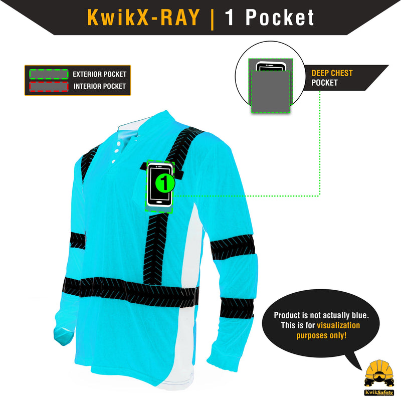 KwikSafety ESTIMATOR High Visibility Reflective Long Sleeve ANSI Class 3 Safety Shirt - Model No.: KS4407 - KwikSafety contruction reflectors highvis visability reflector longsleeve shirtz stripes strips hivisible green pockets running ropa trabajar trabajo hombres hombre zip button vest tall slogans logo uniform t-shirt hiviz camo t-shirts travajo resistant