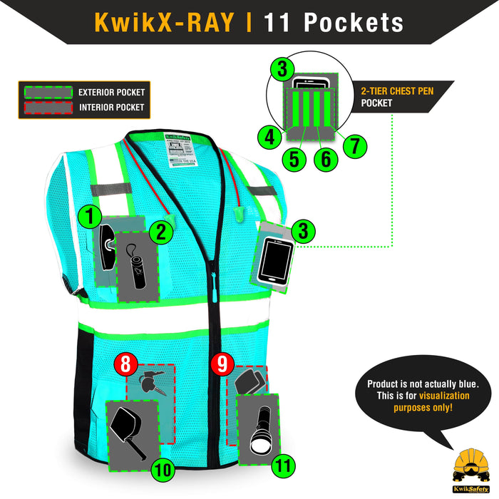 KwikSafety BIG KAHUNA PILOT Class 2 Hi Visibility Drone Safety Vest - Model No.: KS3301DR - KwikSafety