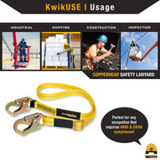 KwikSafety COPPERHEAD Single Leg Adjustable 4' to 6' Safety Lanyard, No Shock Absorber - Model No.: KS7707 - KwikSafety