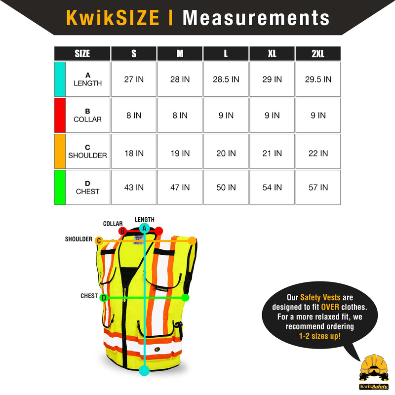 KwikSafety | Godfather Safety Vest | Size Chart