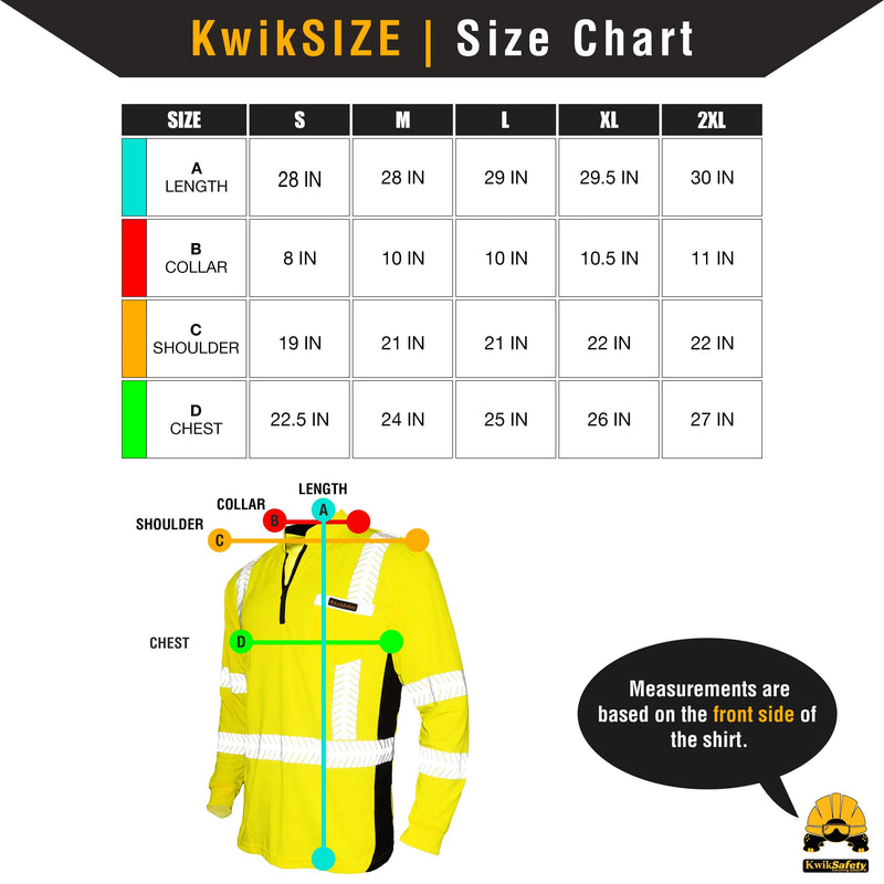 KwikSafety | Engineer Long Sleeve Safety Shirt | Size Chart
