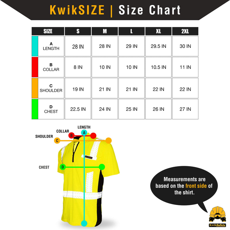 KwikSafety | Engineer Short Sleeve Safety Shirt | Size Chart