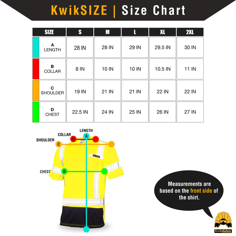KwikSafety | Mechanic Short Sleeve Safety Shirt | Size Chart