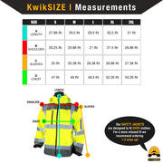 KwikSafety | Galaxy Hi Vis Soft Shell Jacket | Size Chart