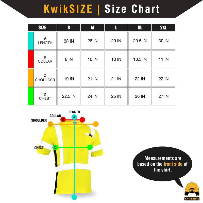 KwikSafety | Operator Short Sleeve Safety Shirt | Size Chart