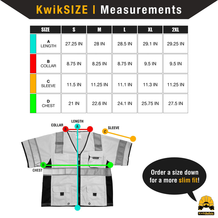 CLEARANCE! KwikSafety EXECUTIVE Hi Vis Reflective ANSI PPE Surveyor Class 3 Safety Vest - Model No.: KS3303 - KwikSafety