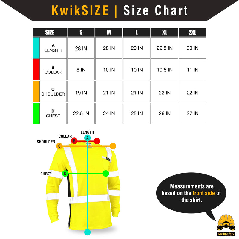 KwikSafety | Operator Long Sleeve Safety Shirt | Size Chart