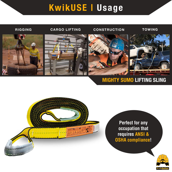 KwikSafety MIGHTY SUMO Type 3 Nylon Web Lifting Slings - Model No.: KS8801 - KwikSafety