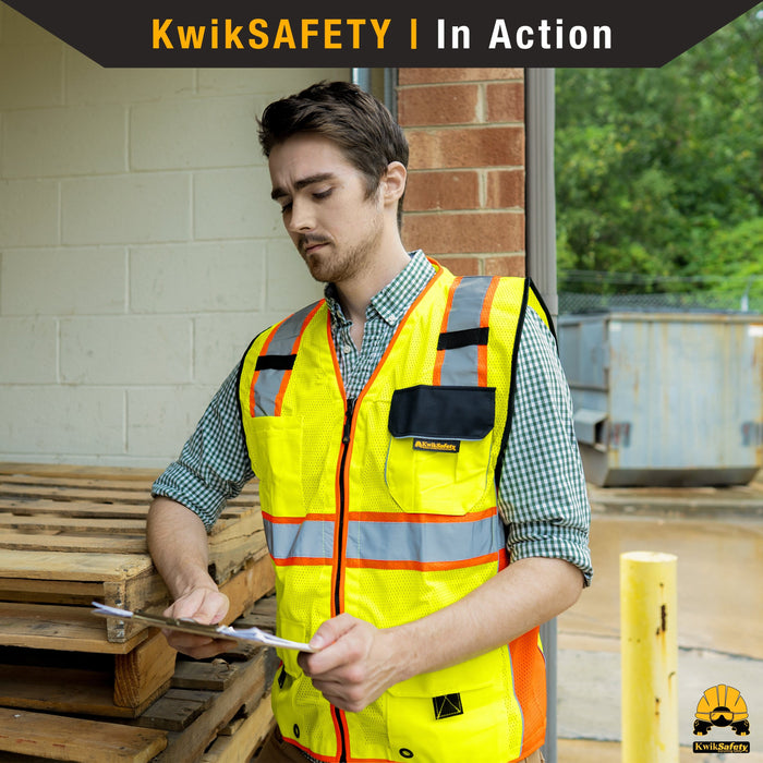 KwikSafety SUPREME Class 2 ANSI OSHA Safety Vest - Model No.: KS3317 - KwikSafety sleeve ipad holder sleeves xxl xxxl xxxxl 3xl 4xl 5xl back neiko radians radwear dewalt mlkishigo peerbasics pioneer pyramex ergodyne salvus jksafety naranja reflectivo construccion reflectante xiake sefety saftey safty salzmann zojo oregon kishigo talla erb dib lime packs camo relfective