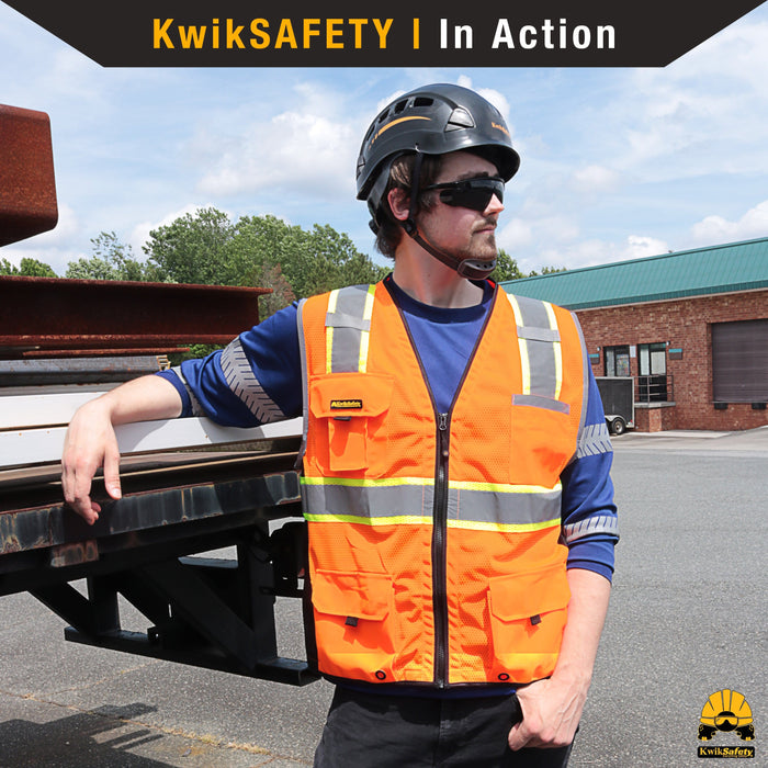 KwikSafety ARMADILLO Hard Hat ANSI OSHA Vented  6 Point Suspension Climbing Helmet Black  - Model No.: KS8661 - KwikSafety