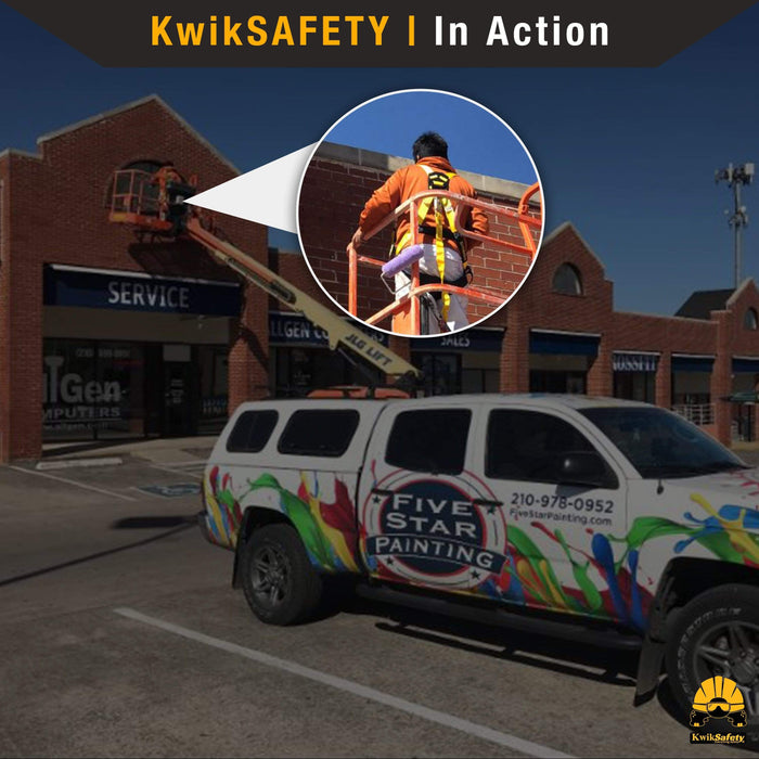 KwikSafety THUNDER Safety Harness OSHA ANSI Fall Protection PPE Construction 3 D Ring - Model No.: KS6602 - dbi rope exo miller tech scorpion thunder kwik safty saftey arnés construccion contruction arnerope harnes forklift padded scaffold prevention tongue support guardian economy kits protections rigging ironworkers best arness protecta security gear
