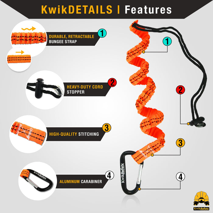 KwikSafety SCORPION ANSI Fall Protection Safety Harness w/ Attached 6ft Lanyard - Model No.: KS6604 - KwikSafety