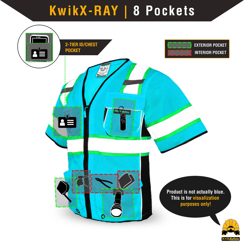 KwikSafety EXECUTIVE HIGHWAYBOSS Limited Edition Safety Vest (8 POCKETS) Premium Class 3 ANSI OSHA High Visibility Reflective Heavy Duty - Model No.: KS3303HB - KwikSafety
