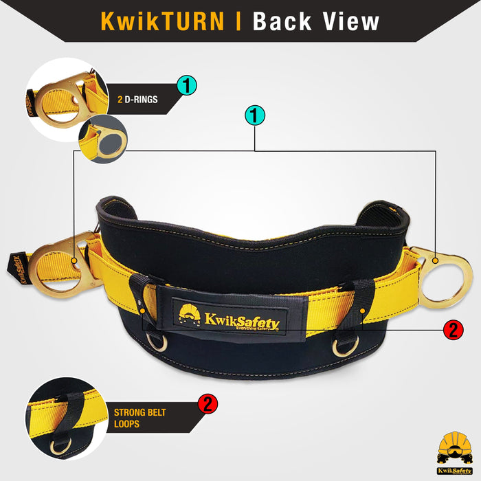 KwikSafety BEAVER TAIL Safety Belt OSHA Compliant 2D Ring Back Support - Model No.: KS6101 - KwikSafety