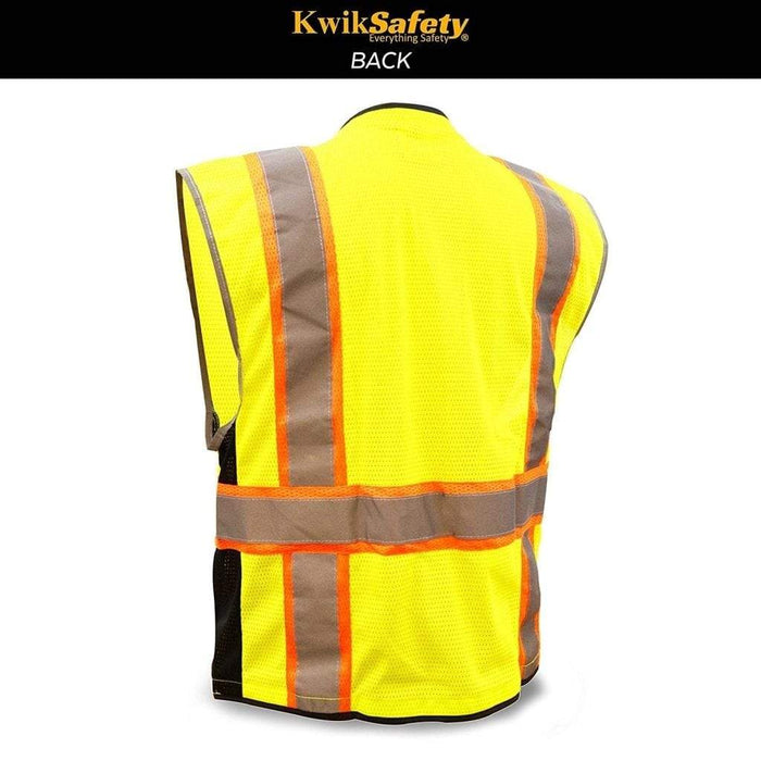 CLEARANCE! KwikSafety BIG KAHUNA Hi Vis Reflective ANSI PPE Surveyor Class 2 Safety Vest- Model No.: KS3301 - KwikSafety