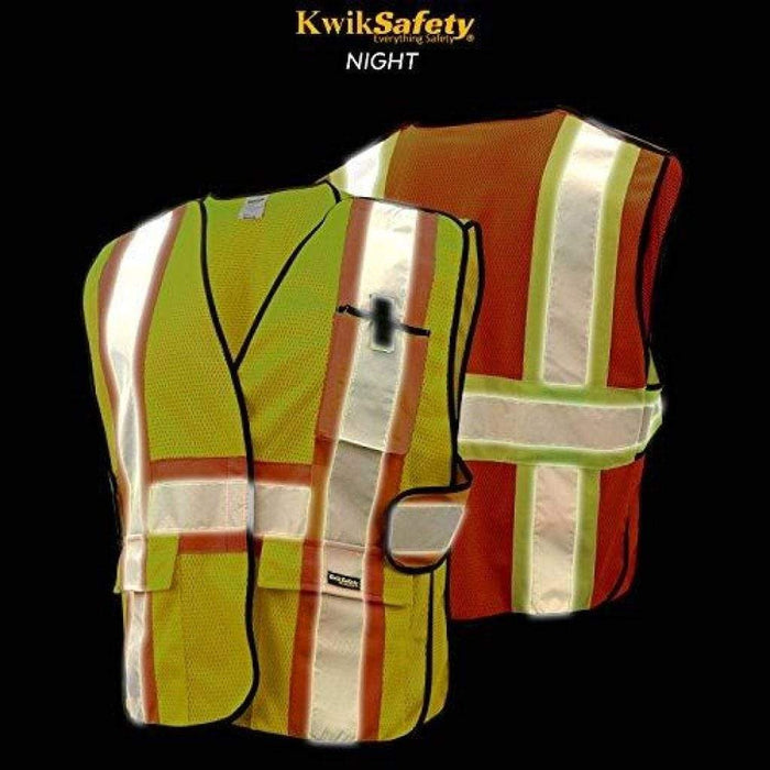 CLEARANCE! KwikSafety CAPITAL Hi Vis Reflective ANSI PPE Breakaway Class 2 Safety Vest - Model No.: KS3315 - KwikSafety