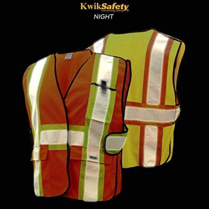 CLEARANCE! KwikSafety CAPITAL Hi Vis Reflective ANSI PPE Breakaway Class 2 Safety Vest - Model No.: KS3315 - KwikSafety