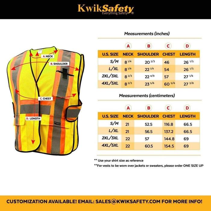 CLEARANCE! KwikSafety CAPITAL Hi Vis Reflective ANSI PPE Breakaway Class 2 Safety Vest - Model No.: KS3315 - KwikSafety