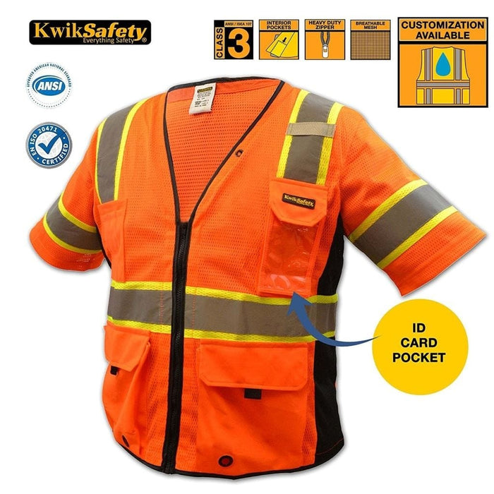 KwikSafety CHIEF Hi Vis Reflective ANSI PPE Surveyor Class 3 Safety Vest - KwikSafety