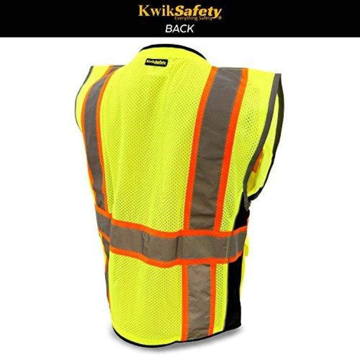 CLEARANCE! KwikSafety CLASSIC Hi Vis Reflective ANSI PPE Surveyor Class 2 Safety Vest - Model No.: KS3302 - KwikSafety