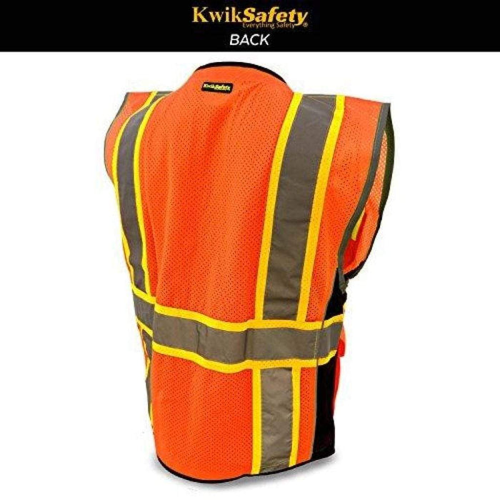 CLEARANCE! KwikSafety CLASSIC Hi Vis Reflective ANSI PPE Surveyor Class 2 Safety Vest - Model No.: KS3302 - KwikSafety