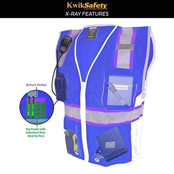 CLEARANCE! KwikSafety CLASSIC Hi Vis Reflective ANSI PPE Surveyor Class 2 Safety Vest - Model No.: KS3302 - KwikSafety