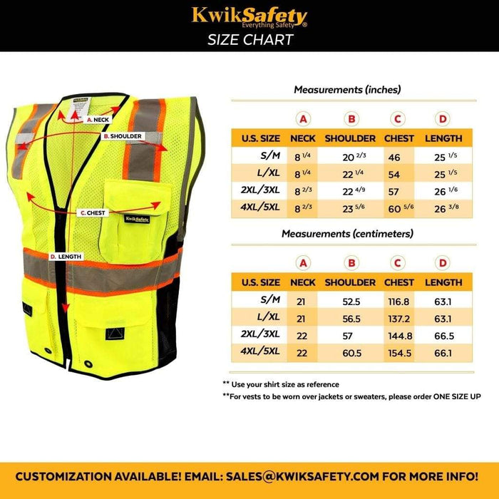 CLEARANCE! KwikSafety CLASSIC Hi Vis Reflective ANSI PPE Surveyor Class 2 Safety Vest - Model No.: KS3302 - KwikSafety