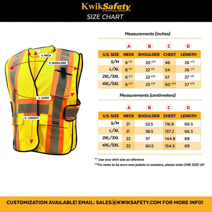 CLEARANCE! KwikSafety ELITE Hi Vis Reflective FR Treated ANSI PPE Breakaway Class 2 Safety Vest - Model No.: KS3316 - KwikSafety