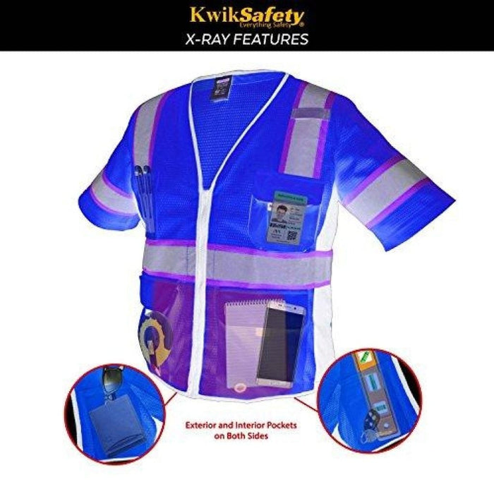 CLEARANCE! KwikSafety EXECUTIVE Hi Vis Reflective ANSI PPE Surveyor Class 3 Safety Vest - Model No.: KS3303 - KwikSafety
