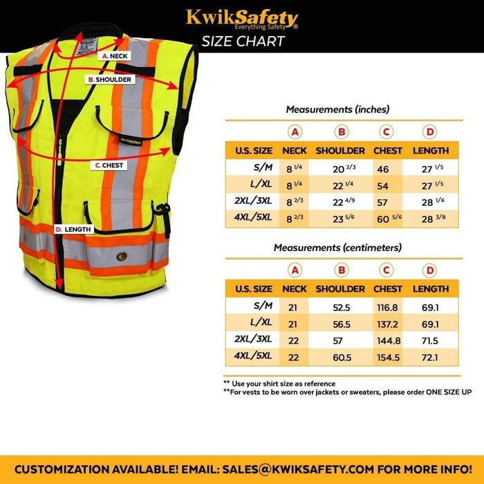 CLEARANCE! KwikSafety GODFATHER Hi Vis Reflective ANSI PPE Surveyor Class 2 Safety Vest - Model No.: KS3310 - KwikSafety