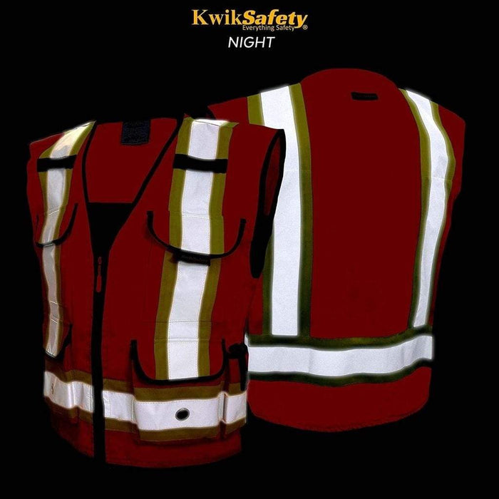 CLEARANCE! KwikSafety GODFATHER Hi Vis Reflective ANSI PPE Surveyor Class 2 Safety Vest - Model No.: KS3310 - KwikSafety