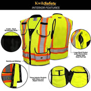 CLEARANCE! KwikSafety GODFATHER Hi Vis Reflective ANSI PPE Surveyor Class 2 Safety Vest - Model No.: KS3310 - KwikSafety
