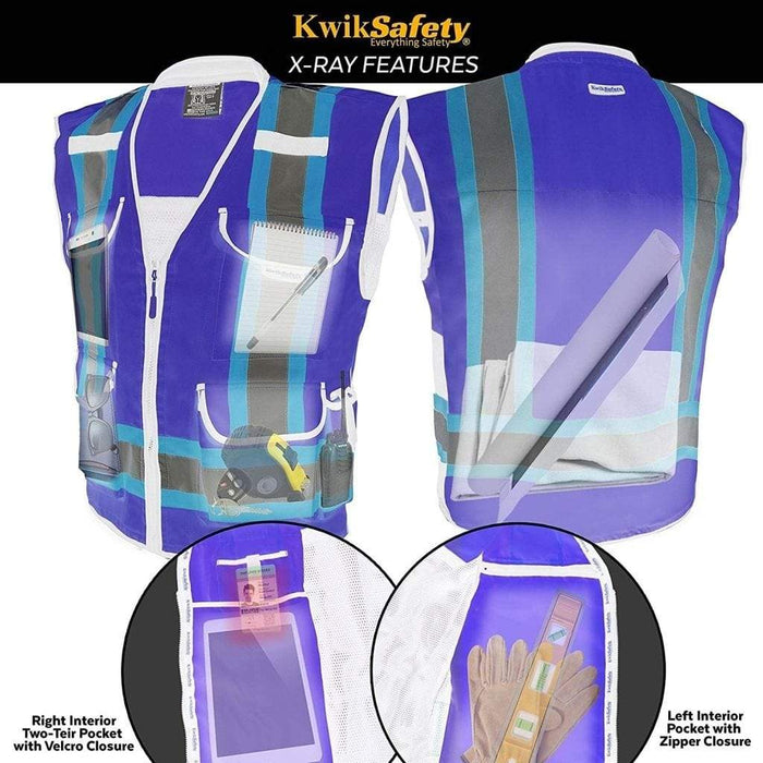 CLEARANCE! KwikSafety GODFATHER Hi Vis Reflective ANSI PPE Surveyor Class 2 Safety Vest - Model No.: KS3310 - KwikSafety