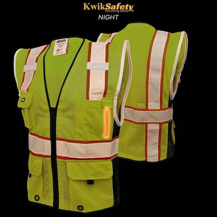 KwikSafety HEAD HONCHO Hi Vis Reflective ANSI PPE LED Class 2 Safety Vest - KwikSafety