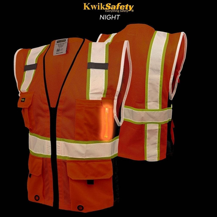 KwikSafety HEAD HONCHO Hi Vis Reflective ANSI PPE LED Class 2 Safety Vest - KwikSafety