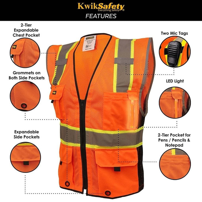 Class 2 Led Safety Vest  High Visibility - KwikSafety