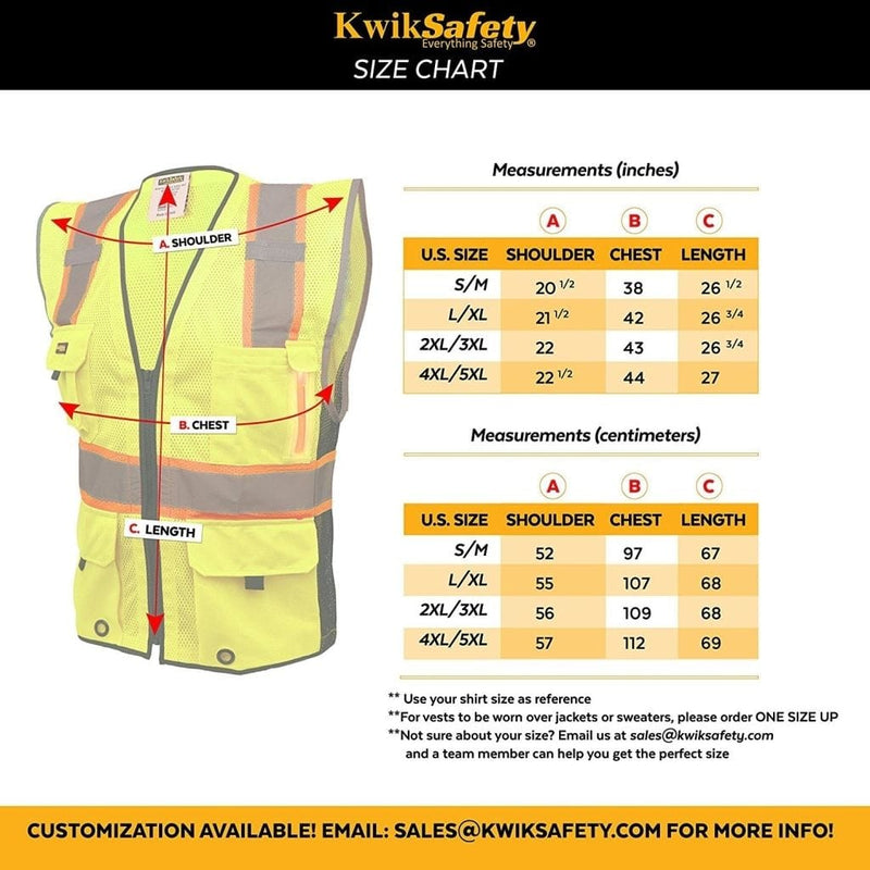 KwikSafety | Head Honcho Safety Vest | Size Chart