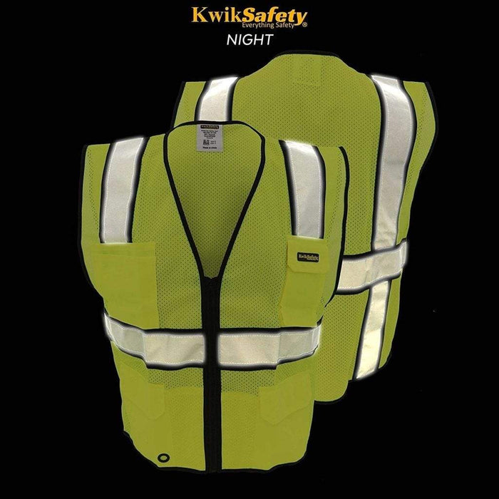 KwikSafety EXECUTIVE Safety Vest [10 Pockets] Class 3 ANSI Tested OSHA  Compliant Hi Vis Reflective PPE Surveyor - Model No.: KS3303