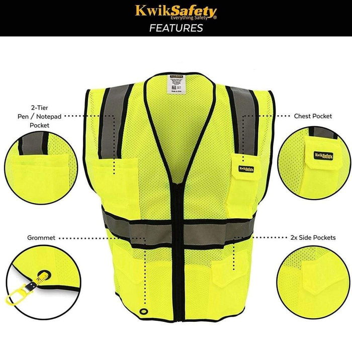 CLEARANCE! KwikSafety OFFICIAL | ANSI Class 2 Ultra Cool Surveyor's Safety Vest - Model No.: KS3312 - KwikSafety