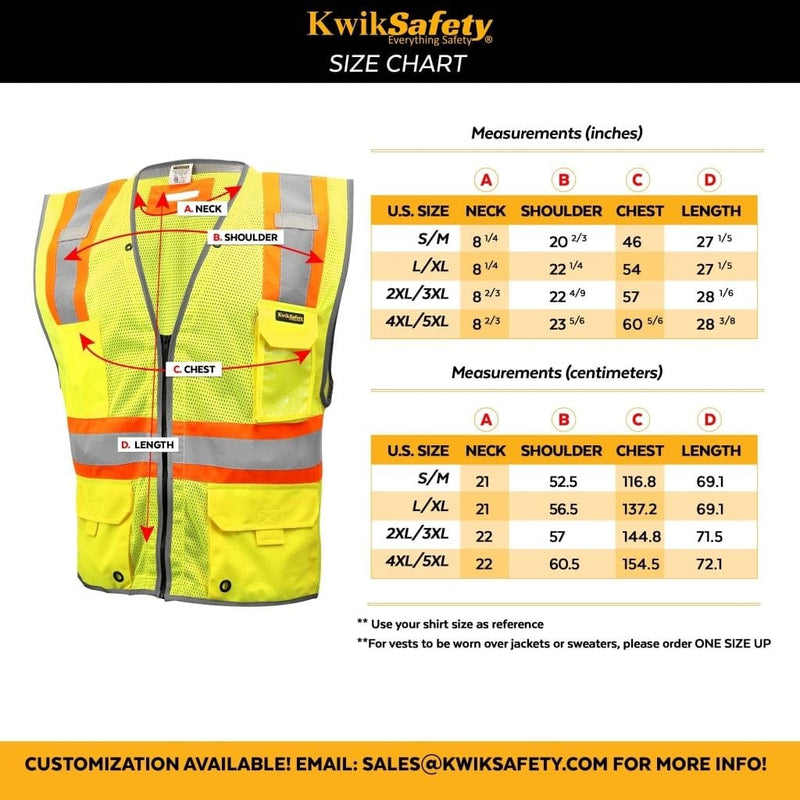 KwikSafety | Imperial Safety Vest | Size Chart