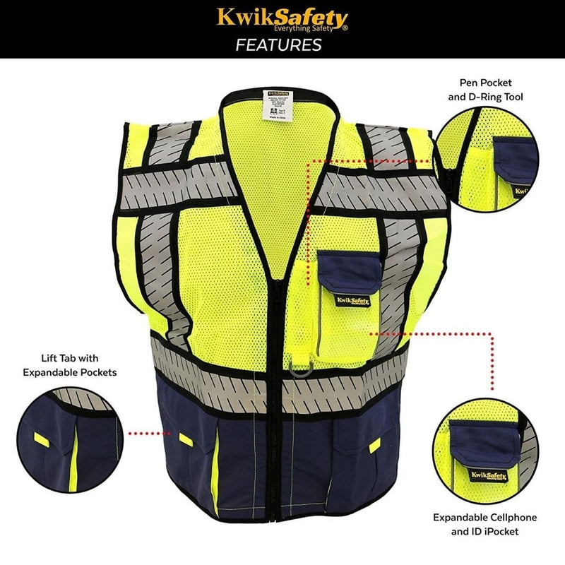CLEARANCE! KwikSafety SHERIFF | ANSI Class 2 Fishbone Safety Vest (Old Sizing) - Model No.: KS3305 - KwikSafety