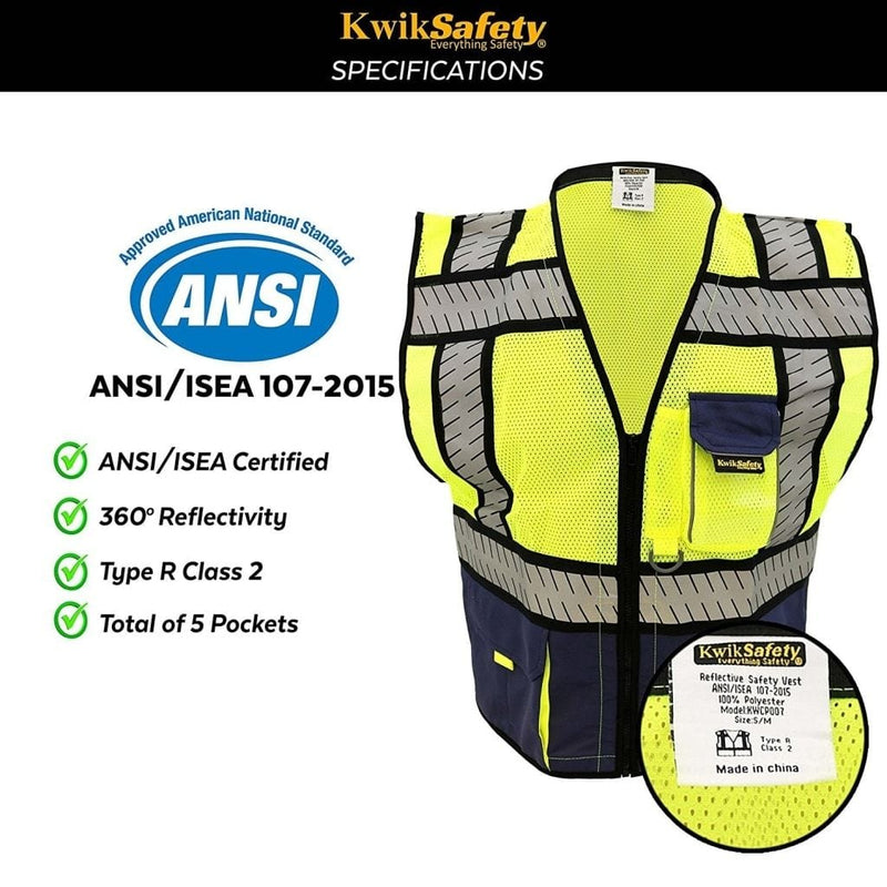 CLEARANCE! KwikSafety SHERIFF | ANSI Class 2 Fishbone Safety Vest (Old Sizing) - Model No.: KS3305 - KwikSafety
