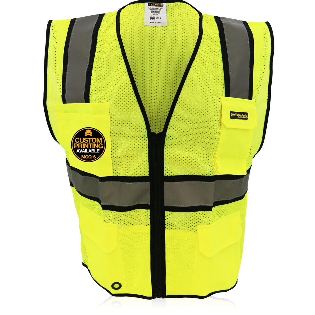 A-SAFETY Blue High Visibility Reflective Safety Vest,Hi Vis Bright Neon  Color with 4 Reflective Strips 8 Pockets,X-Large